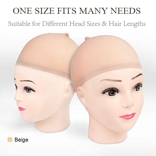 Foto von Haarnetz für Perücken 8 Stück, MORGLES Wig Cap Perücke Kappen Elastische Nylon Perückenkappe Haarnetz Perücke, Beige