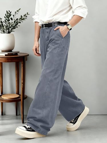 QNIM Men's Loose Fit Jeans (Gray) Grey - Image 7