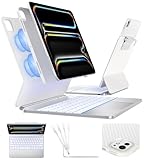 typecase Edge+ Keyboard Case for iPad Pro 13-inch (M5/M4, 2025/2024), Silver Keyboard with 11-Color Backlight, Multi-Mode, Removable Carbon Fiber Back Case, Magnetic Floating Stand, Larger Trackpad