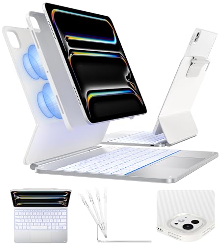 typecase Edge+ �L�[�{�[�h�P�[�X iPad Pro 13�C���` (M5/M4, 2025/2024) �V���o�[�L�[�{�[�h 11�F�o�b�N���C�g �}���`���[�h ���O���\�ȃJ�[�{���t�@�C�o�[�o�b�N�P�[�X ���C�t���[�e�B���O�X�^���h ��^�g���b�N