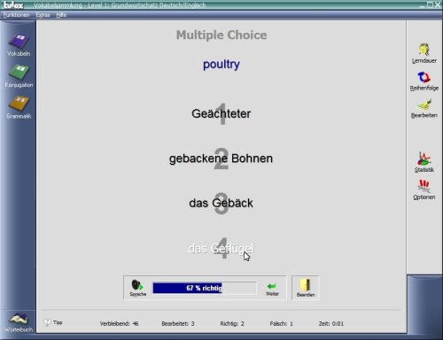 tulox Sprachtrainer Englisch - Vokabeltrainer, Konjugations- und Grammatiktrainer mit großem vertontem E-Großwörterbuch