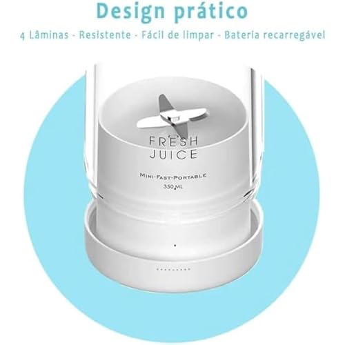 Garrafa Juicer Liquidificador Elétrico Portátil Recarregável COPO 350ml Mixer Shake Misturador