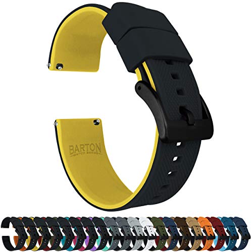 Image of 18mm Black /Yellow - BARTON Elite Silicone Watch Bands - Black Buckle Quick Release