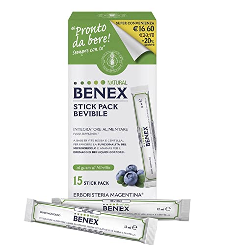 Erboristeria Magentina - Natural Benex Bevibile da 15 stick-pack - Integratore alimentare