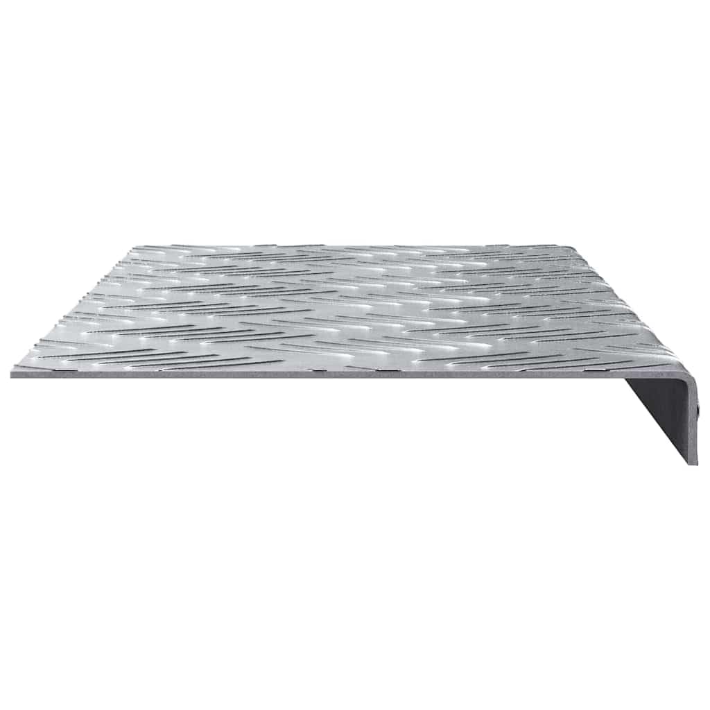 Aluminium Treppenstufe 10er Set Silber 60 x 18 x 2,5 cm Rautenmuster Trittauflage für Innenbereich, Treppenläufer, Rutschhemmende Trittsicherheit