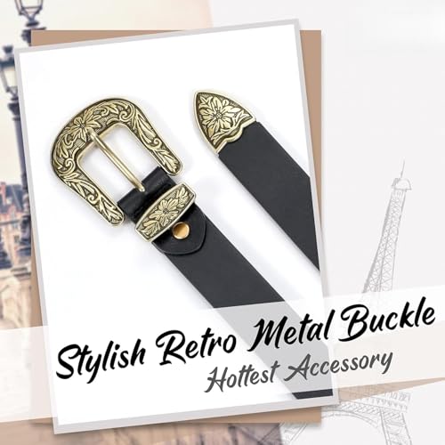 Women's Western Genuine Leather Belt Vintage Style Plus Size for Jeans3