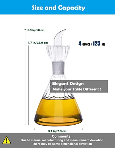 HAIZEEN 4 oz/125 ml Clear Glass Olive Oil Dispenser Bottle - Oil & Vinegar Cruet with Pourers and NO Funnel Needed - Olive Oil Carafe Decanter for Kitchen and BBQ Olive Oil Dispenser Bottle