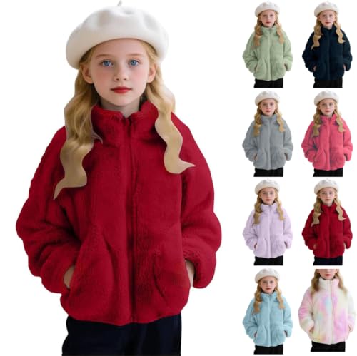 Huyxcye Girls Full Zip Fleece Jacket Warm Fuzzy Winter Coat With Pockets - image 1