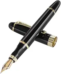 Caneta-tinteiro de luxo para escritório, material escolar, papelaria para escrever (tinta preta brilhante, média)