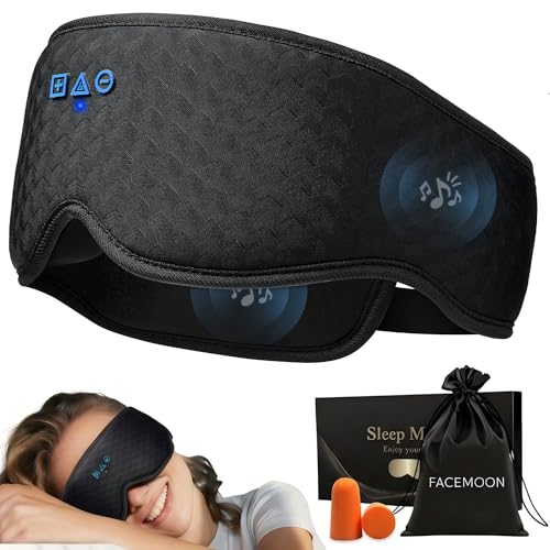 FACEMOON Sleep Mask with Bluetooth 5.4 – Adjustable Speaker Fit,