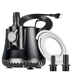 Bomba de Agua Sumergible 15W 800L/H Bomba de Acuar...: Potencia: 15W altura de elevación : 1.2 metros, Caudal de agua: 800 L/H, Cable de alimentación: 1.5 m. Incluye 2 boquillas (8 mm, 13 mm), compatible con tuberías de diferentes tamaños. Ideal para acuarios, estanques, fuentes de jardín, peceras, siste...