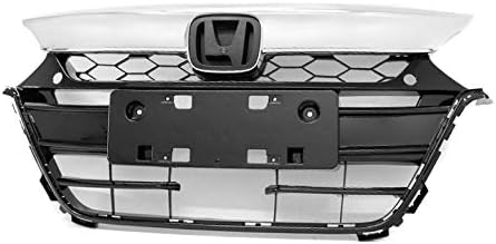 OE Replacement Style Front Upper & Bumper Grille Grill Chrome/Black For 2018-2019 Honda Accord Sedan