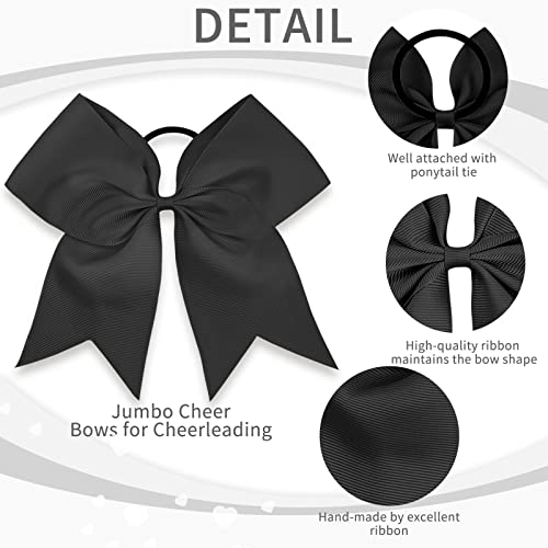 Cn Girls Large Cheer Bow With Ponytail Holder For Cheerleading Girl Pack Of 10 Black #TOP2