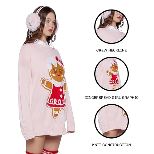 Dolls Kill Family Fables Oversized Sweater - Gingerbread Girl Graphic Knit Holiday Pullover3
