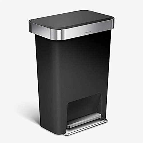 Cesto de basura rectangular de simplehuman con bolsillo para bolsas 119 galones