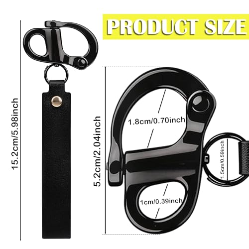 Image of 4 Pcs Firefighter Accessories Tools, SCBA Mask Quick Release Shackle with Leather Handle, Marine Grade 316 Stainless Steel Shackle Lanyard