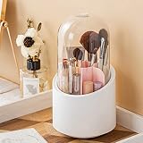 JMbeauuuty 360 rotating cosmetic Makeup Brush Holder Organizer with Lid, Dustproof Spinning Cosmetic
