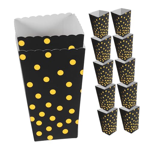 NAMOARLY 12pcs Gold Foil Popcorn Serving Boxes Snack Packaging Party Supplies Elegant Printing