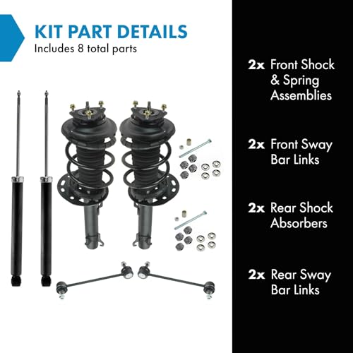 Image of TRQ Front and Rear Suspension Kit Complete Strut & Coil Spring Assembly Shock Absorber Sway Bar Stabilizer Link Compatible with 2006-2010 Ford Focus