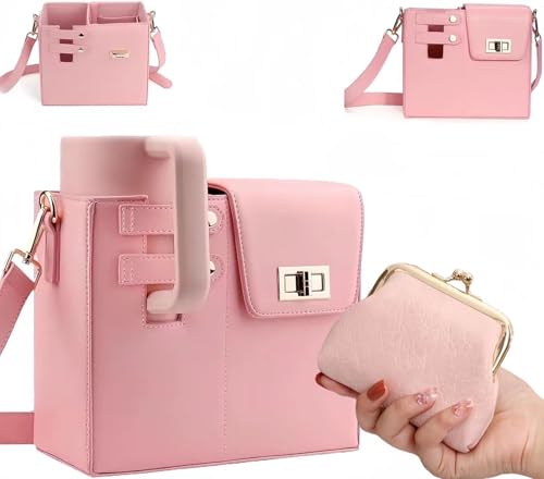 Crossbody Cup Holder Bag,Outdoor Portable Crossbody Water Cup Storage Bag Crossbody Case with Sports Water Bottle Holder for Women Tumbler Purse with Water Bottle Pocket Compatible with Most(Pink)