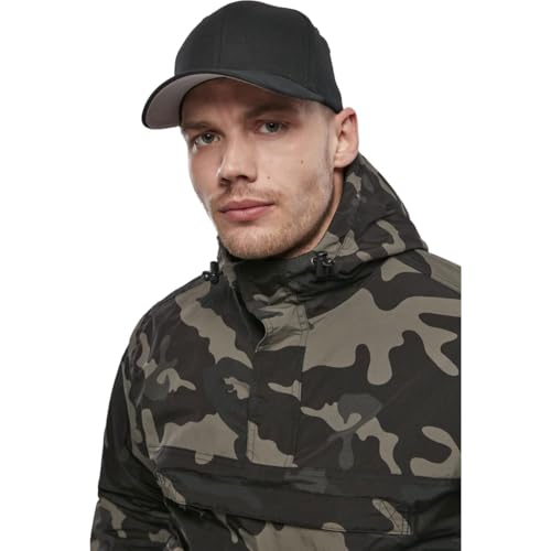 Image of Brandit INDIVIDUAL WEAR Men's Fleece-Lined Quarter Zip Windbreaker Pullover - Lightweight Weatherproof Casual Outdoor Jacket, Dark Camo, Large