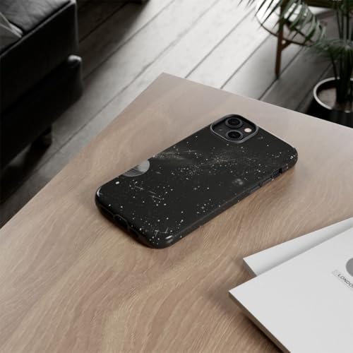 Coque rigide iPhone 14 Plus illustration astronomique luxe noir - 4