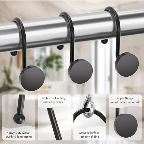 image for AmazerBath Shower Curtain Hooks, Shower Curtain Rings Heavy Duty Moder