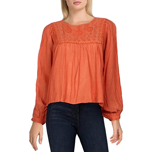 Free People Womens Valencia Eyelet 2 Piece Top Set Orange S #TOP26