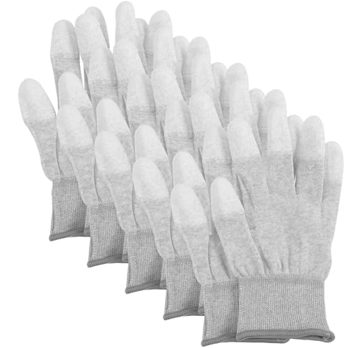 DOITOOL 5 Pares Guantes antiestáticos guantes de limpieza reutilizables dedo trabajo de seguridad guantes de bronceado guantes de trabajo de precisión guantes de seguridad Fibra de carbon