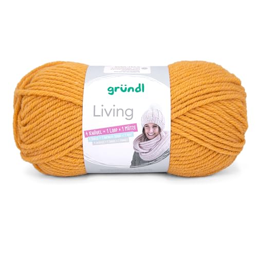 Gründl Wolle Living - Ovillo de lana (80% poliacrílico y 20% poliamida, 100 g/m², 100 m, 11 curry)
