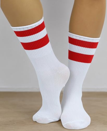 Image of ToBeInStyle Women's Acrylic Ankle Hi With Double Stripe Top Crew Fun Athletic Socks
