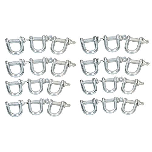 12mm D Shackles Dee Link Towing Rigging Pin Loop Galvanised Steel 24 Pack