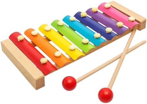 Xilofone Infantil Com 8 Notas em Madeira Colorido Brinquedo Monte...