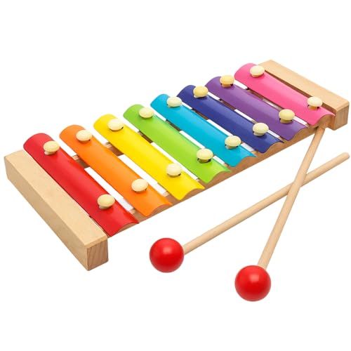 Xilofone Infantil Com 8 Notas em Madeira Colorido Montessoriano