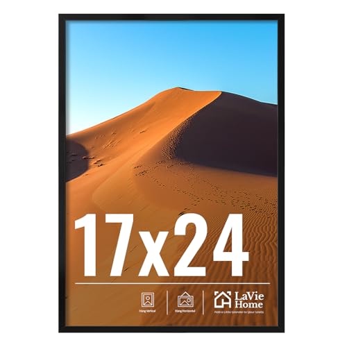 Image of LaVie Home 17x24 Picture Frame for Wall Display, 17x24 Black Picture Frame with HD Plexiglas, 17 x 24 Photo Frame 1 Pack, Display Frame for Vertical or Horizontal, Classic Collection