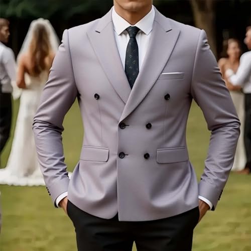 Men's Casual Blazer Suit Jackets Stylish Double Breasted Notch Lapel Slim Fit Sport Coats for Wedding Party Banquet2