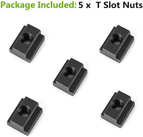 5pcs T-Slot Nuts Black Oxide Finish T-Slot Nuts Tapped Through M8/M10 Threads Fit into T-slots in Machine Tool Tables(M8)