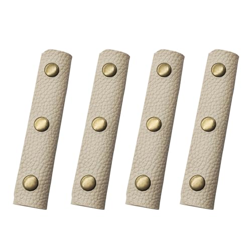 ZCLGOOD 4PCS 13x9cm Leather Handle Wrap Covers, Beige Handbag Grip