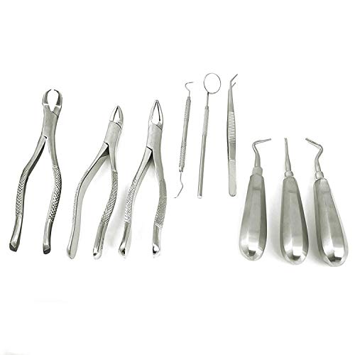 LAJA IMPORTS 9 PCS Basic Dental EXTRACTING Forceps Elevators Set KIT