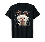 Maltese dog Reindeer Christmas Lights Dog