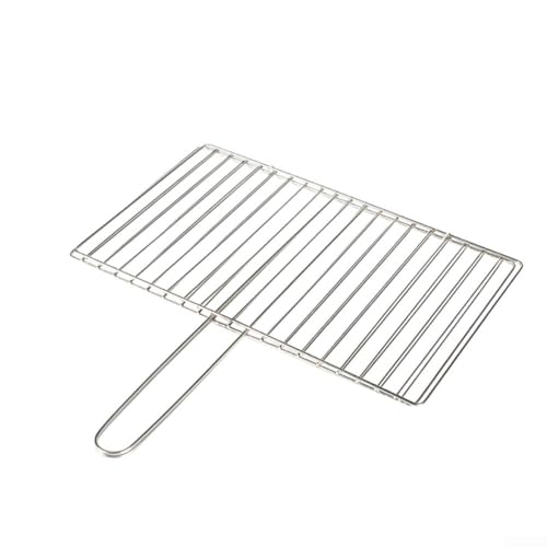 Cesta de parrilla de acero inoxidable con asa para pescado, carne y verduras, diseñada para una experiencia de cocción segura al aire libre (barra vertical de 24 x 35 cm)