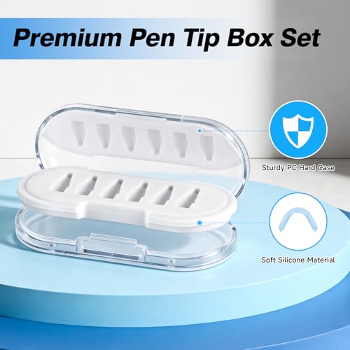 Image of Upgraded Replacement Tips for Apple Pencil Pro /1st Gen /2nd Gen /USB-C with Storage Case, wear-Resistant Mix Metal Tips for iPad Pencil Accessories Set (Transparent, White)