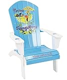 Margaritaville Outdoor Patio Wood Adirondack Chair, It's 5 O'Clock Somewhere, Light Blue
