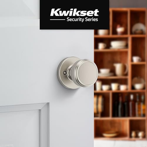 Image of Kwikset Maven Dummy Door Knob, Single Sided Round Handle for Closets, French Double Doors, and Pantry, Satin Nickel Non-Turning Interior Push /Pull Door Knob, with Microban Protection (Pack of 10)