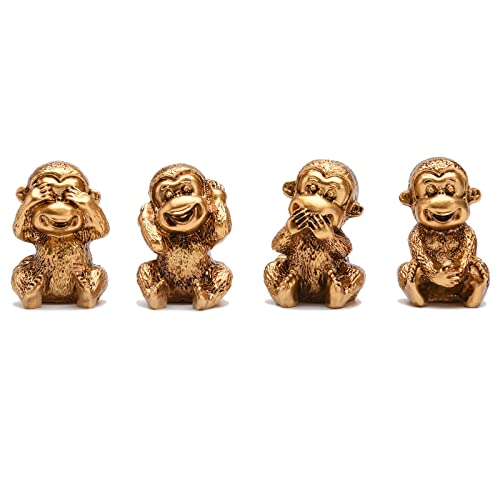 Set de 4 Figuras de Mono Feng Shui en Resina para Decoración miniatura 1