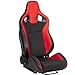 2 Pieces Universal Racing Seats with Dual Lock Sliders, Red PVC Leather Black Breathable linen Bucket Seats, For Car Use, Not Including Seat Bracket