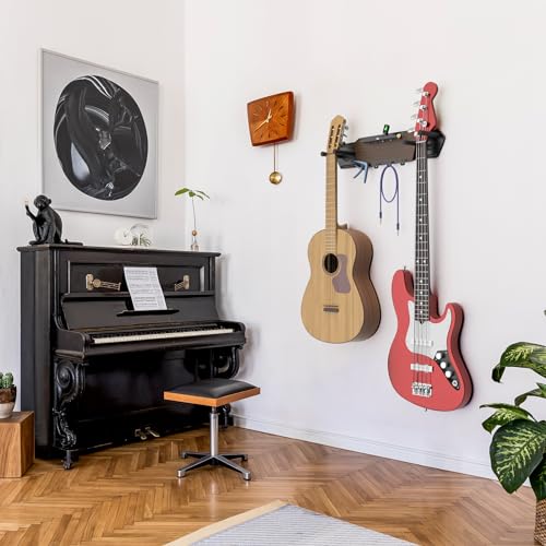 KDD Support Guitare Mural avec 4 Crochets Amovibles en Caoutchouc – Support Mural Guitare Double avec étagère – Porte Guitare en Bois – Accessoires de Guitare pour Guitare électrique Basse Ukulélé - Les Beatles, Paul McCartney, John Lennon, RIngo Starr, George Harrison KDD Support Guitare Mural avec 4 Crochets Amovibles en Caoutchouc - Support Mural Guitare Double avec étagère - Porte Guitare en Bois - Accessoires de Guitare pour Guitare électrique Basse Ukulélé – Image 5