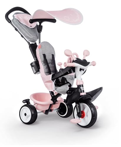 Smoby - Tricycle Baby Driver Plus Rose - Vélo Evolutif Enfant Dès 10 Mois - Roues Silencieuses - Frein de Parking - 741501