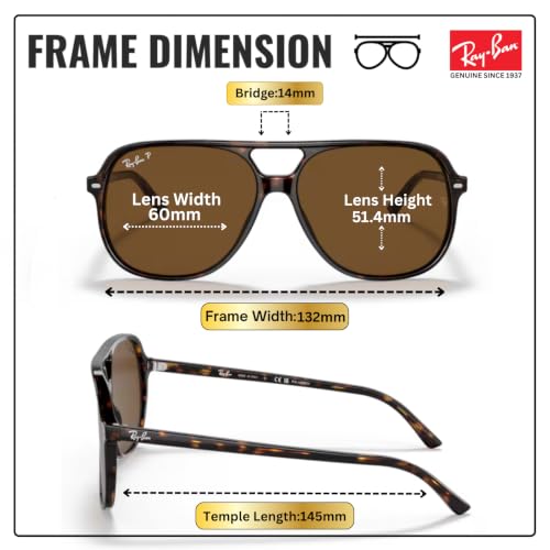 Image of Ray-Ban RB2198 BILL Square Shaped Sunglasses for Men & Women with Official RAYBAN Eyewear Kit