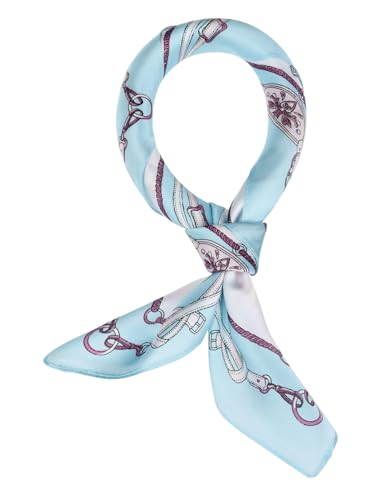 uxcell Women 100% Silk Floral Graphic Print Square Scarf Head Scarves Kerchief Neckerchief 21 Inches2